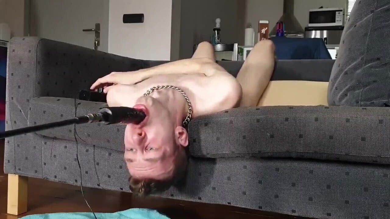 Caged Davey deep throat traing