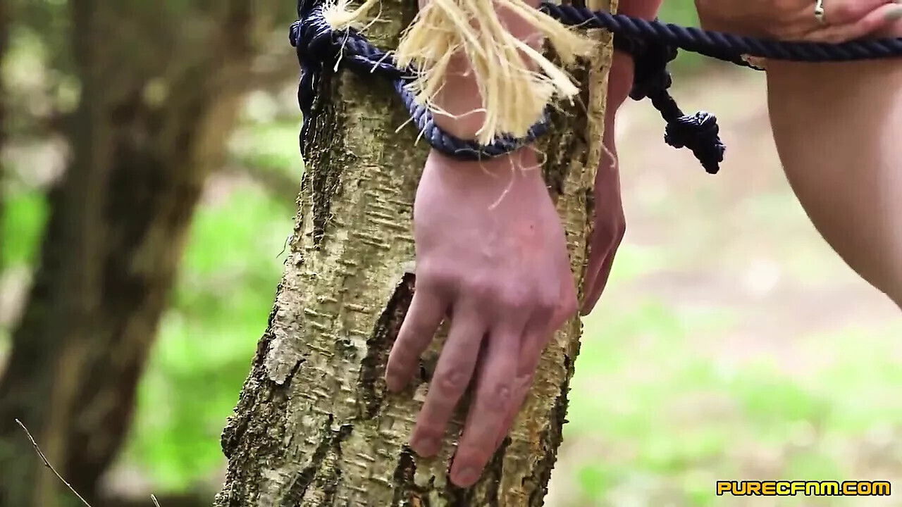 Tied Tree Gets Sucked Three Babes