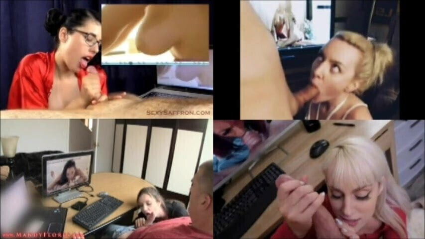 Blowjob Watching Porn, Split Screen
