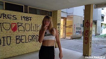 POV. Amateur outdoor Doggystyle, Blowjob, Swallow Russian Milf Sasha Bikeyeva