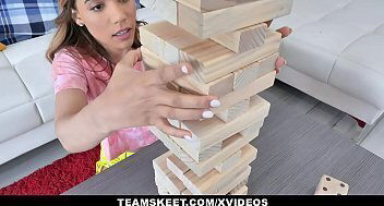 Skinny Teen Alita Plays Jenga With Monster