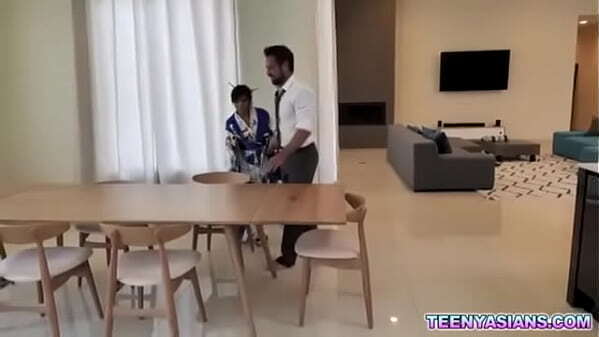 Naughty Asian takes studs dick deep inside Asian cunt