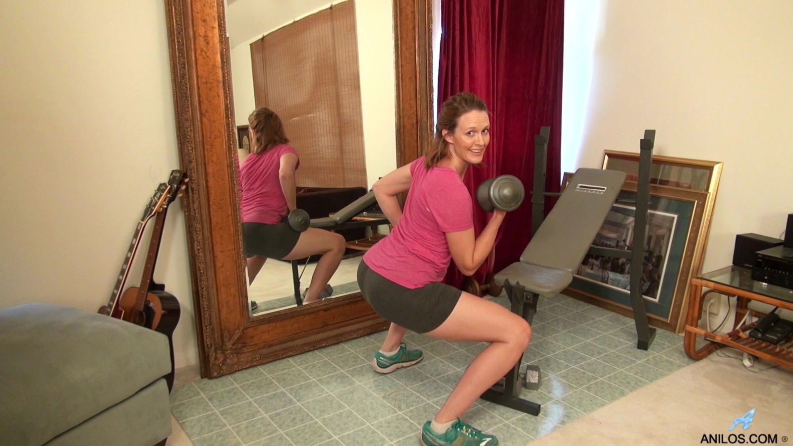 Solo model Camille Johnson moans while fingering pussy