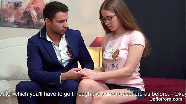 Elegant girl opens narrow cunt gets deflorated