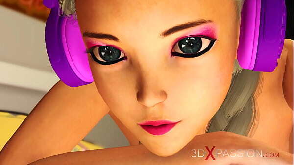 3dxpassion.com. Cute teenage gamer girl with headphones gets fucked midget pervert living room