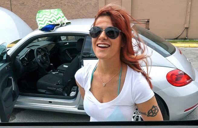 Big tit redhead begs for anal threesome