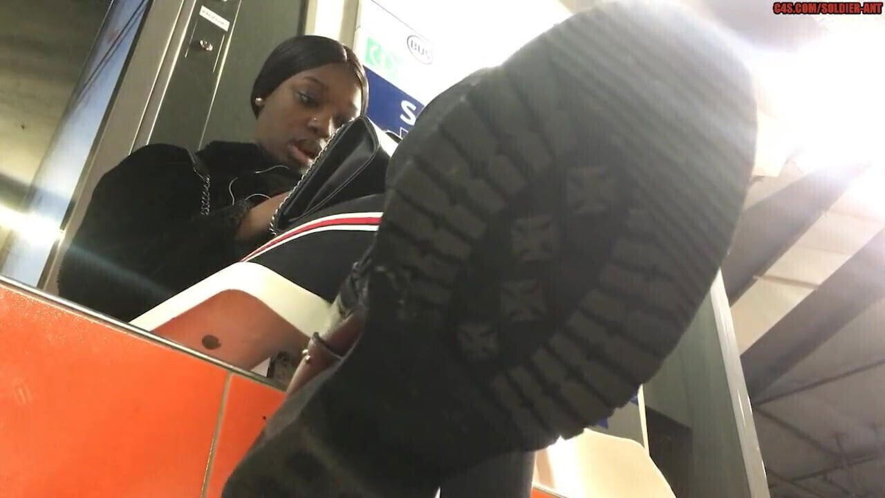 Under a Cute Ebony Chicks Boot