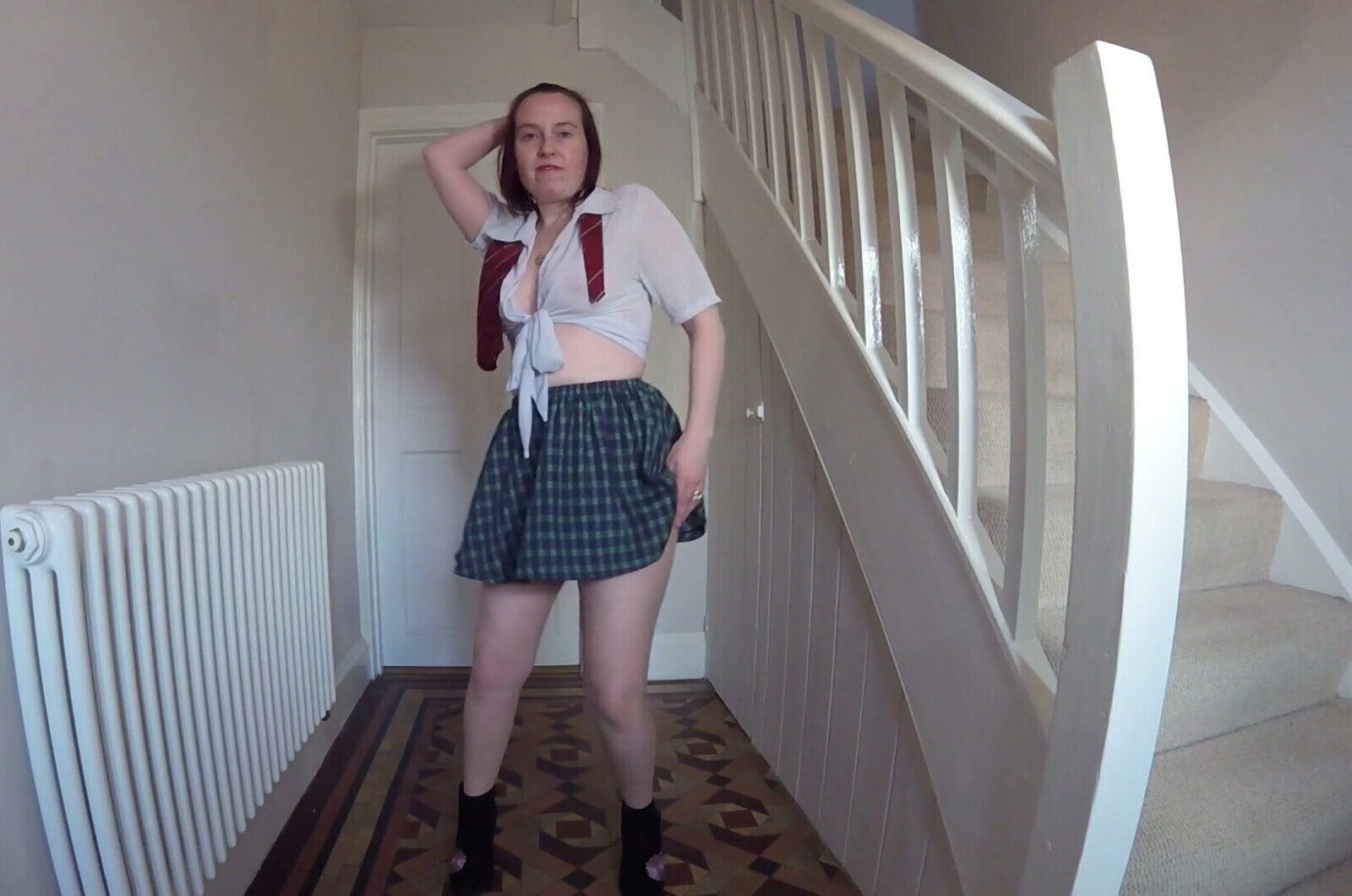 Naughty Girl Uniform Strips Pantyhose