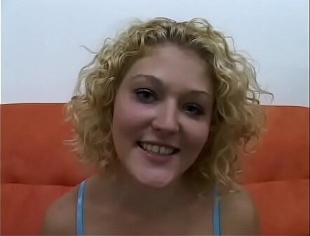 Pretty young cutie with curly fair hair Shirley Dimples from Sunshine State willingly agrees some slobber knobber