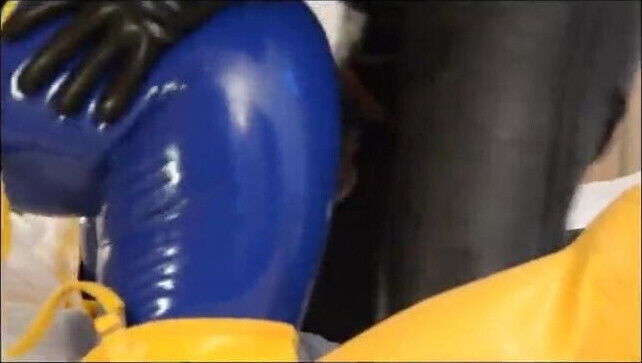 Fucking latex slut with silicone