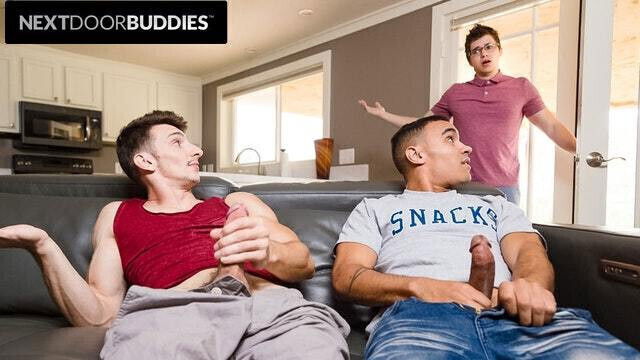 Friend Walks Roommates Jerking Together