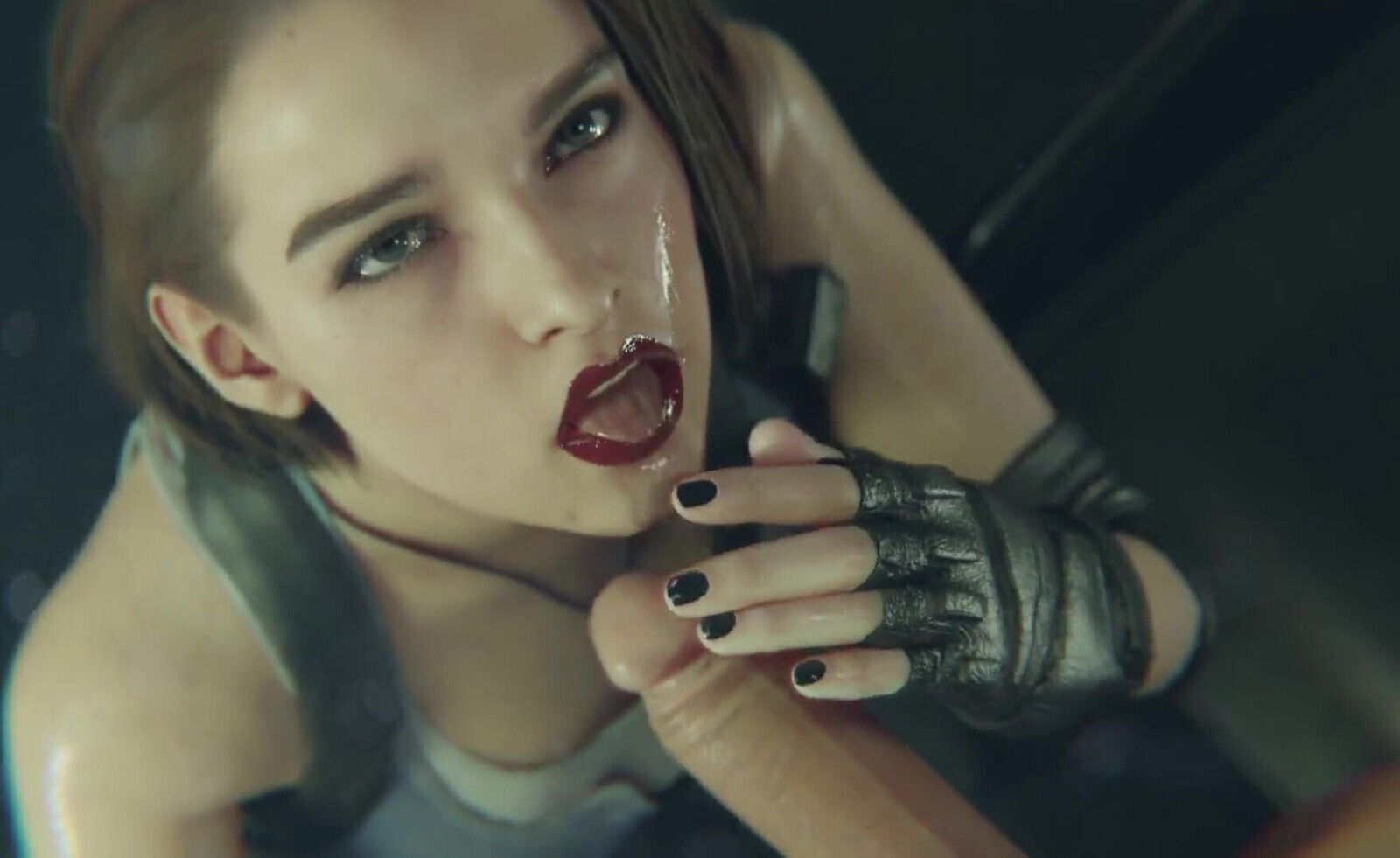 Jill Valentine Sloppy Blowjob With Lipstick