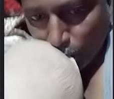 Desi Indian uncle suck indian wife boobs videocall