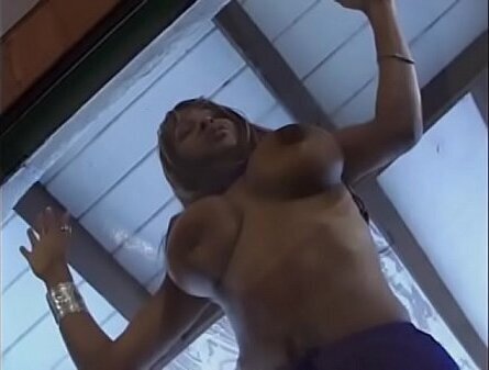 Weariful rapper sitting sofa switching channels when piece dark meat Asss knocked door showed huge melons