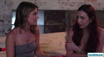 Blonde licks feet pussy busty