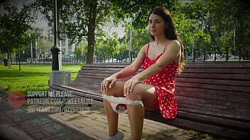 flashing at public and upskirt walking girl without panties