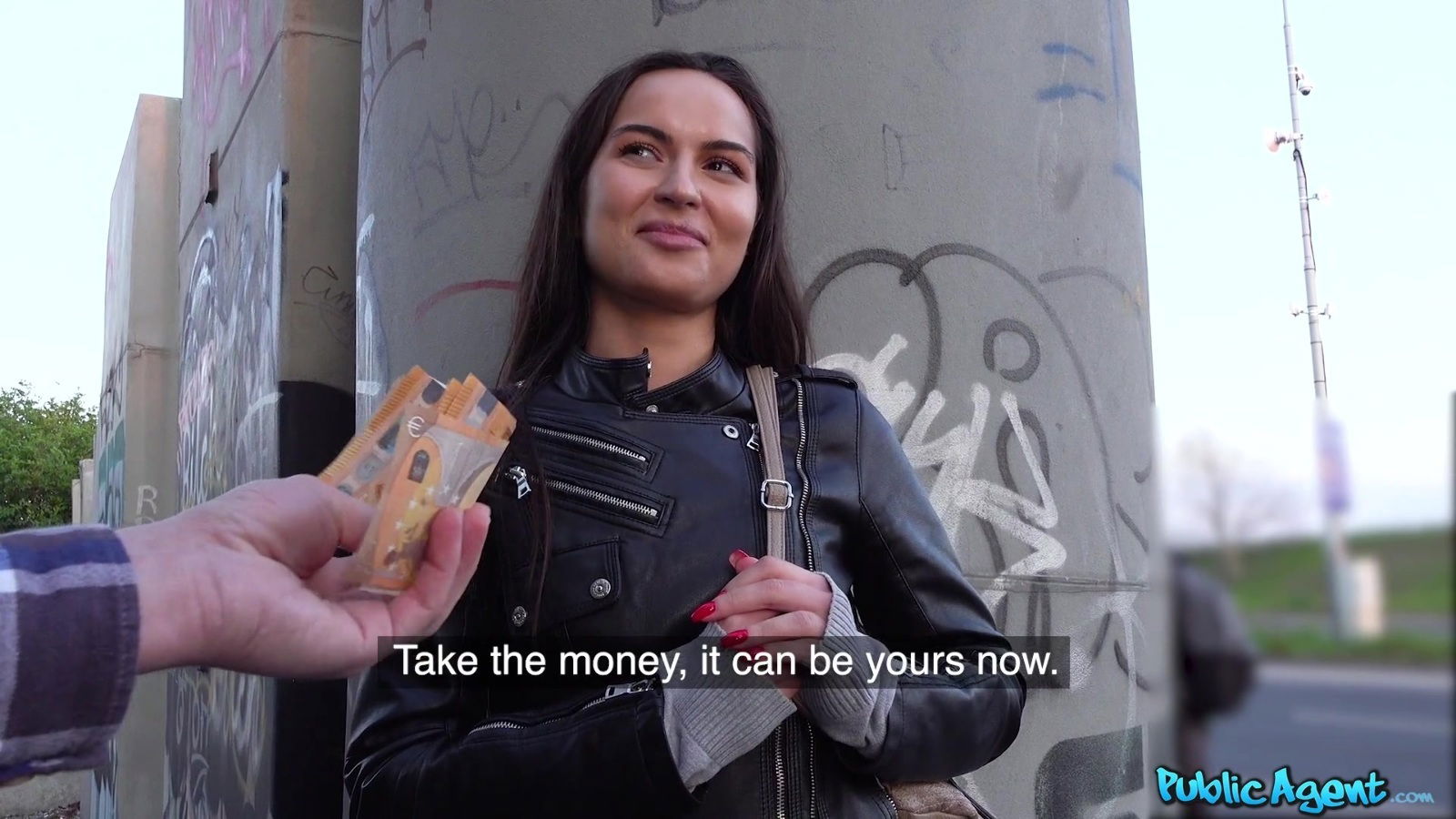 Amateur chick takes money have with stranger Monica Brown