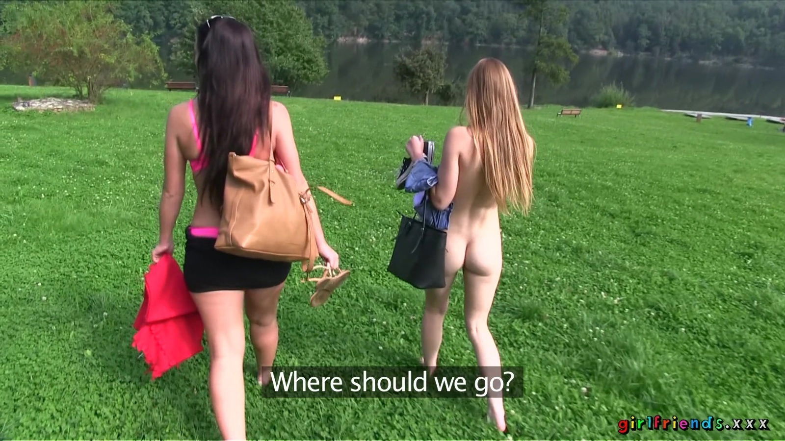 Nice outdoors lesbian between skinny Alexis Crystal Nata