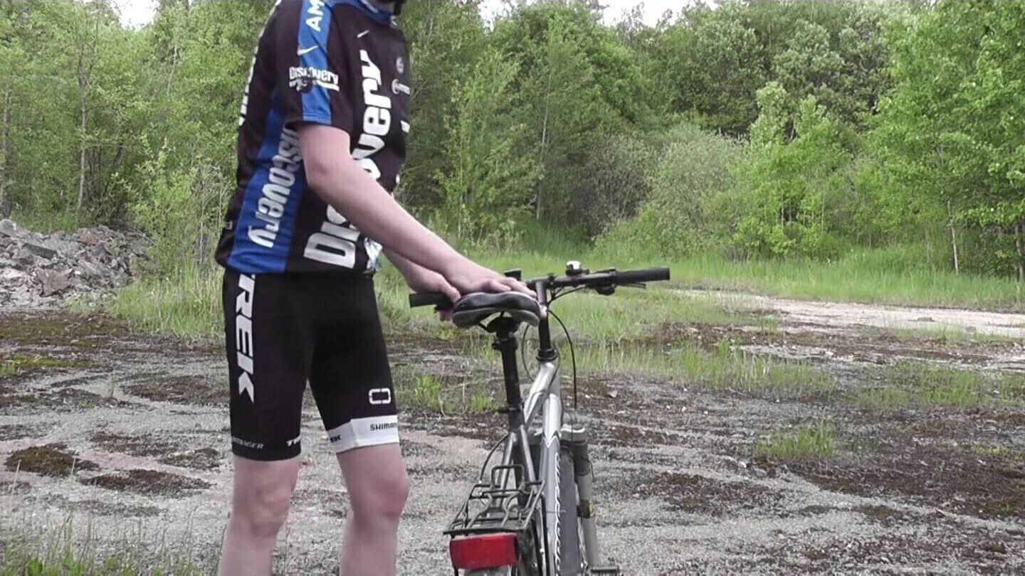 Randon Starait fucking with bicycle saddle