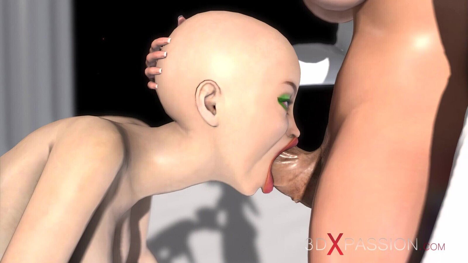 Sci-fi sex. 3d hot alien dickgirl plays with a sexy girl in the space station