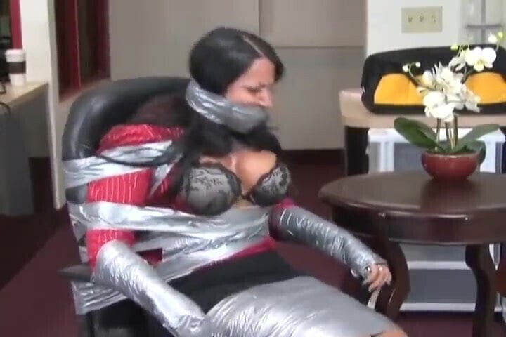 Gina Michaels Duct Taped Wrapped Gagged Chair