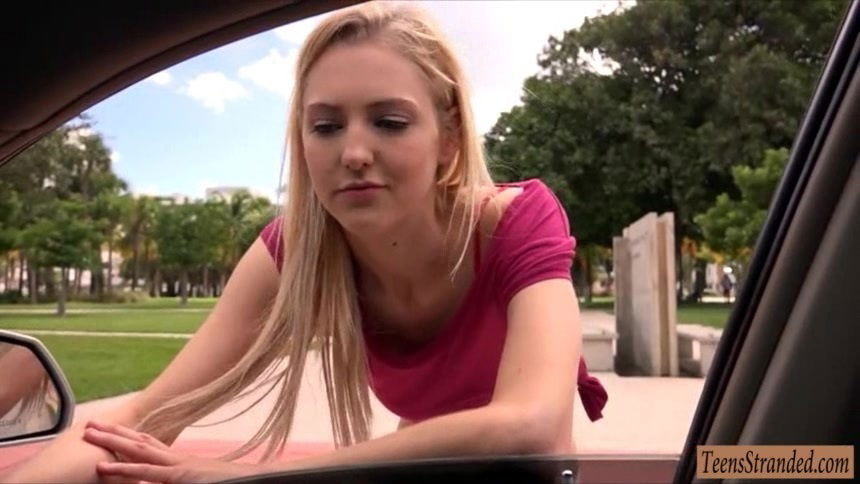 Huge tits amateur blonde teen Mila Evans banged in the car