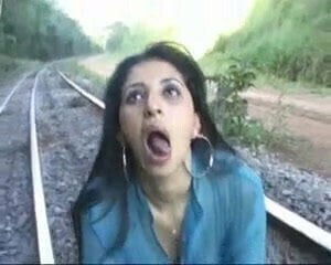 Latina rough blowjob railway