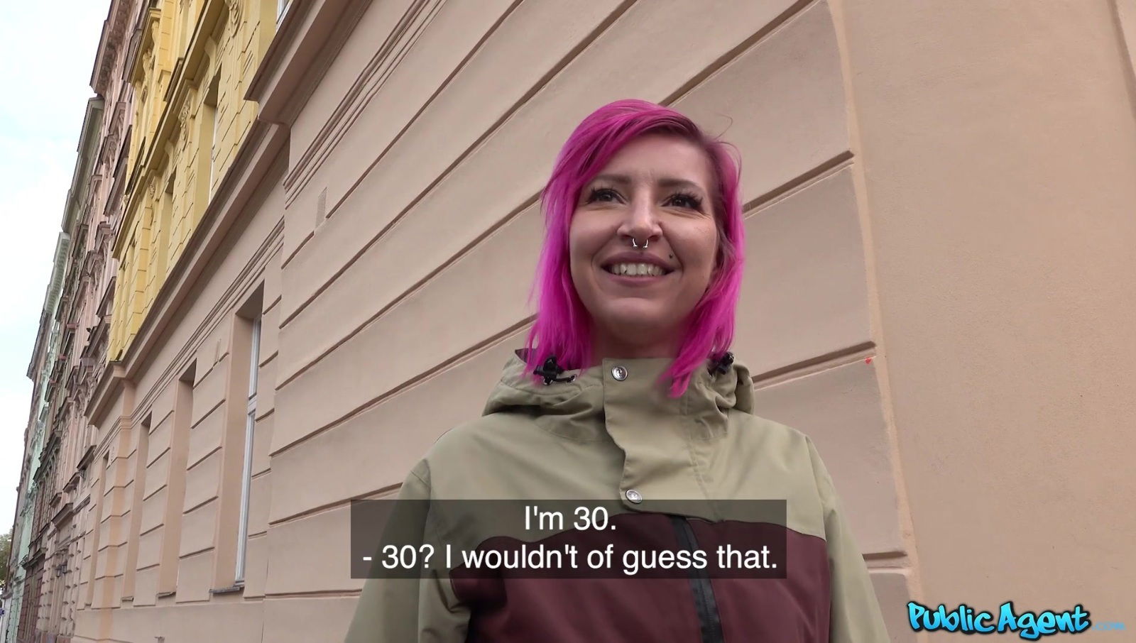 Pink haired slut Alex takes money have with stranger