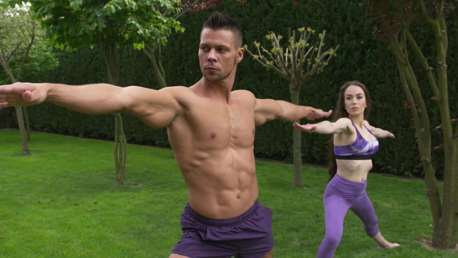 Outdoor yoga session ends amazing fuck Angel Rush