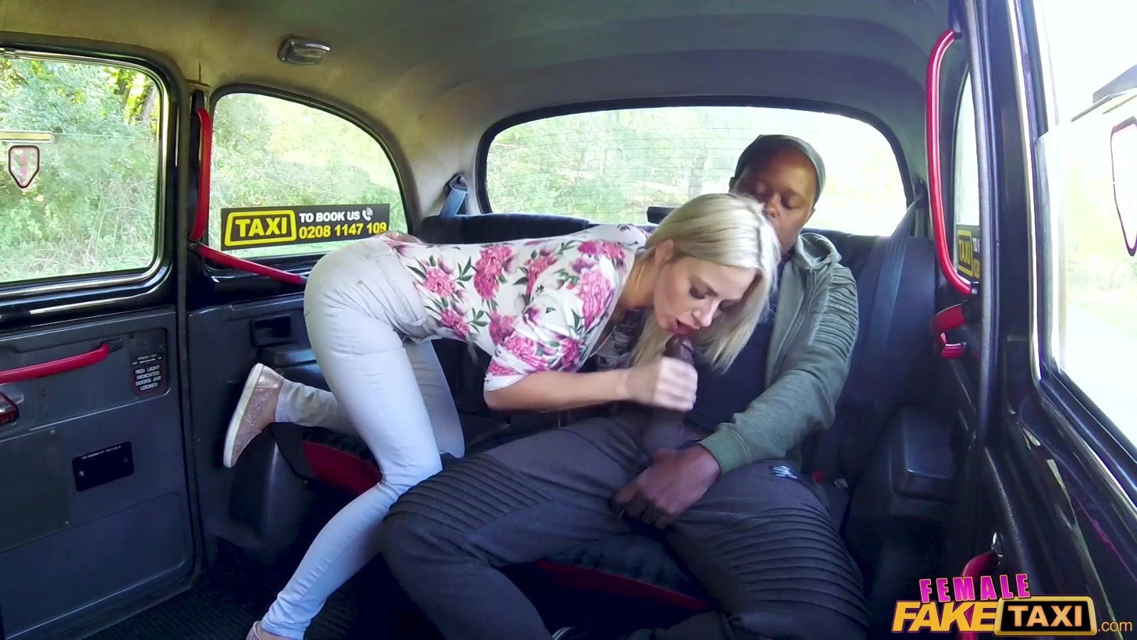 black passenger fucks female cabbie back seat taxi