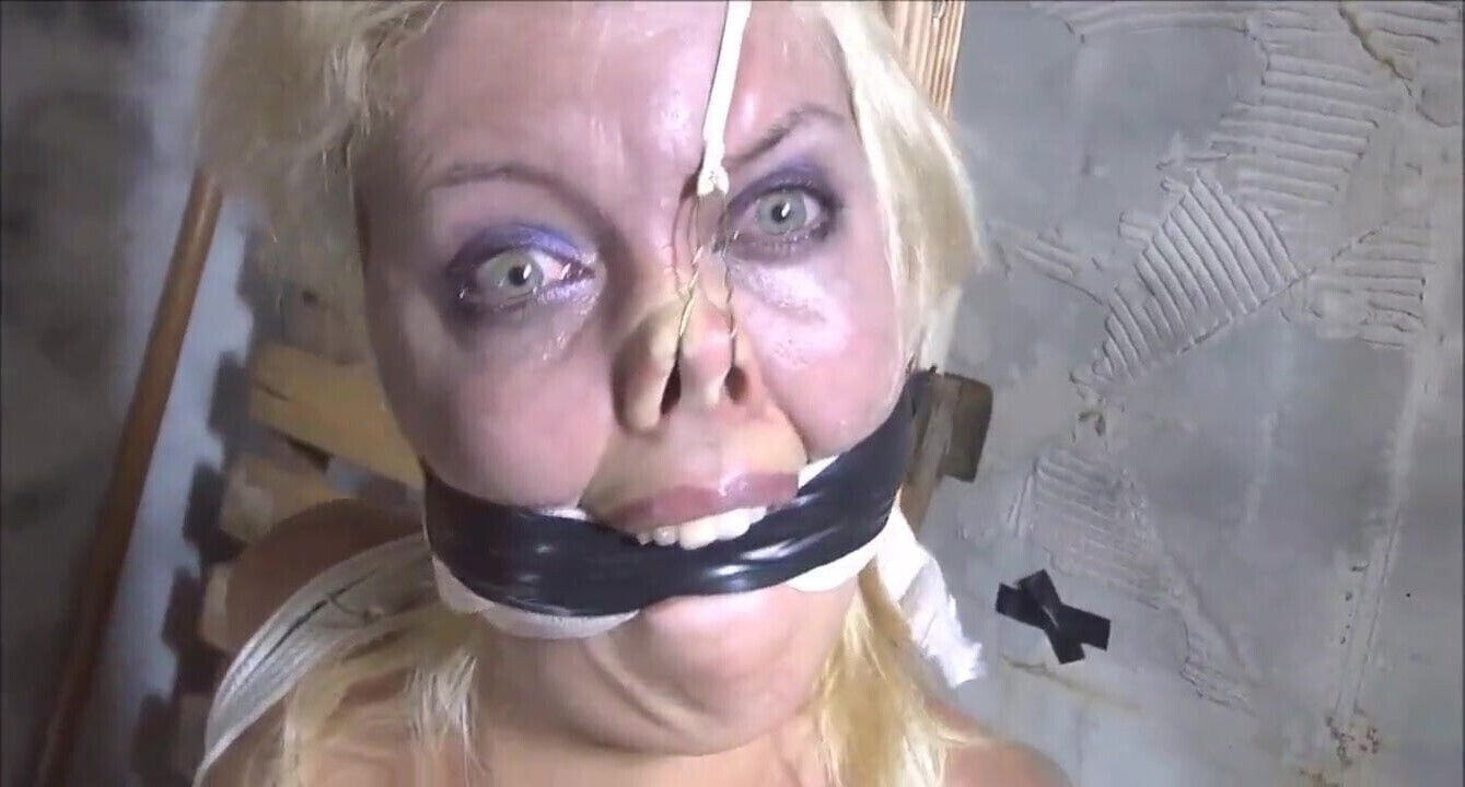 Humiliating bondage pose haughty blonde