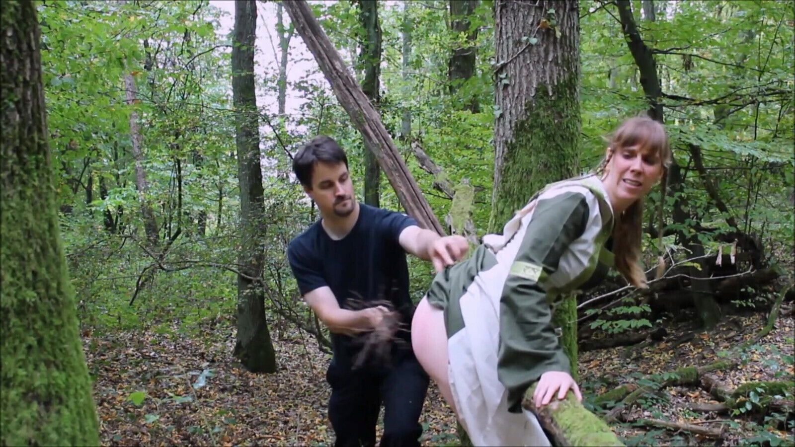 Outdoor Birching married girl!