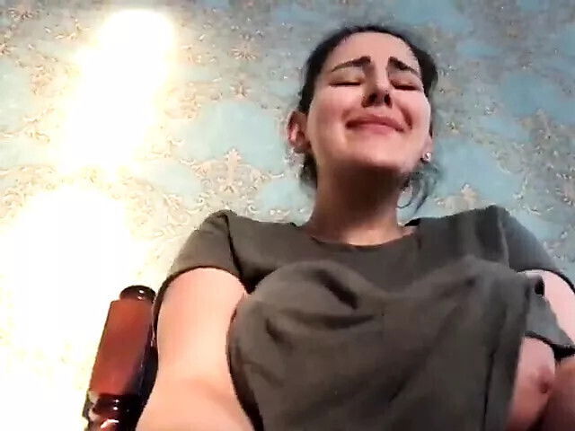 Turkish Monica masturbates while boobs wobble around