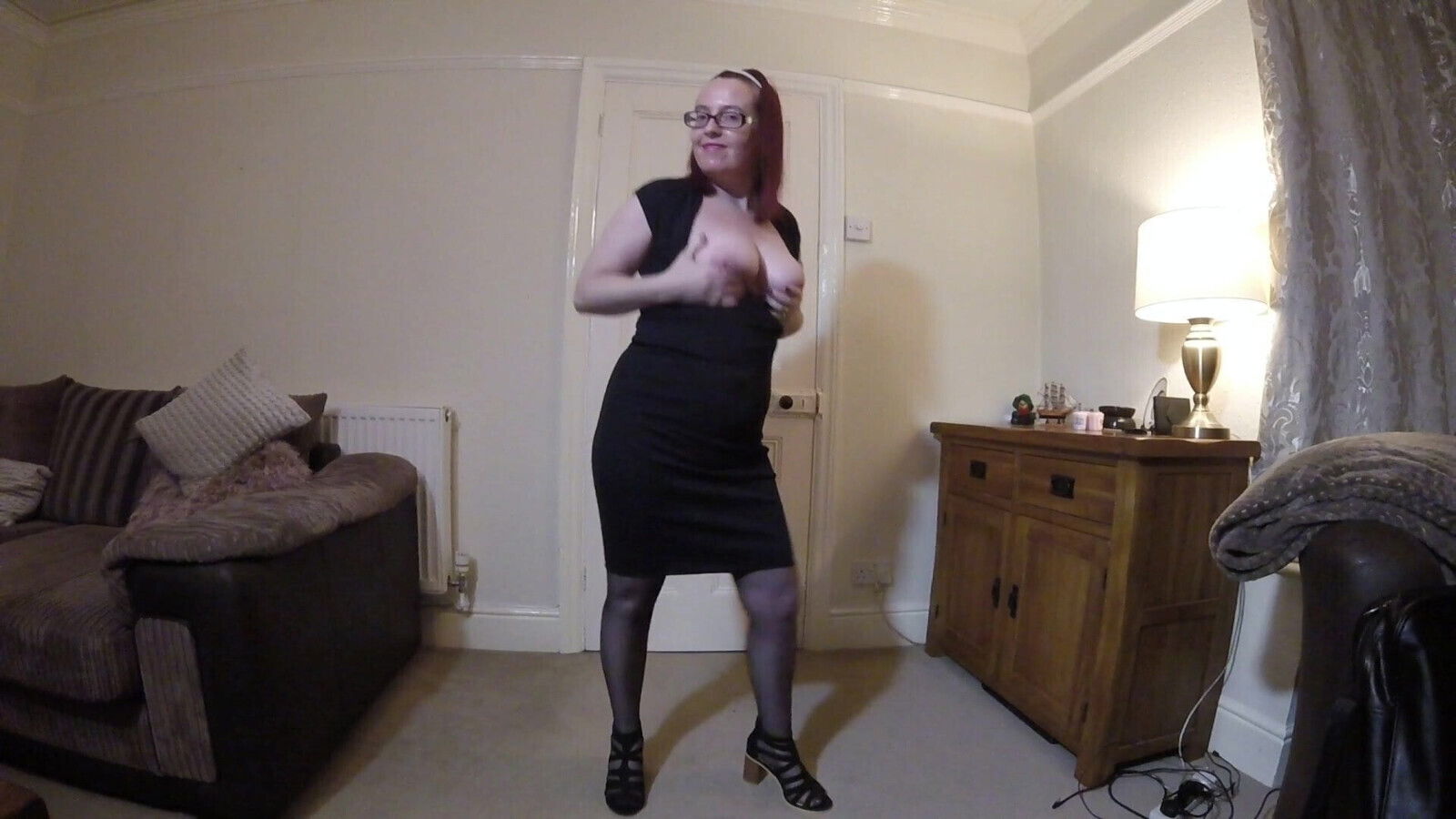 Slutty British wife Dancing Black Dress