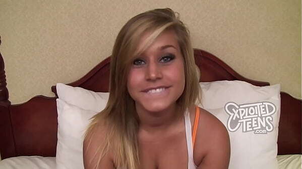 Super cute blonde amateur teen sucks