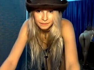 Blonde cowgirl shows perfect body webcam