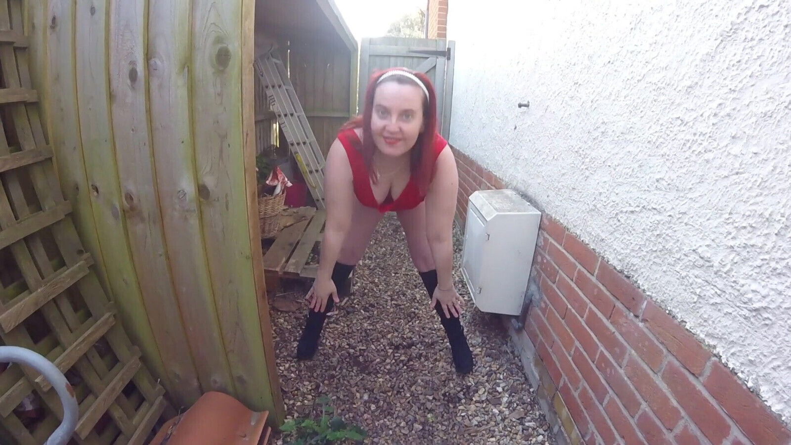 Leotard boots outdoors