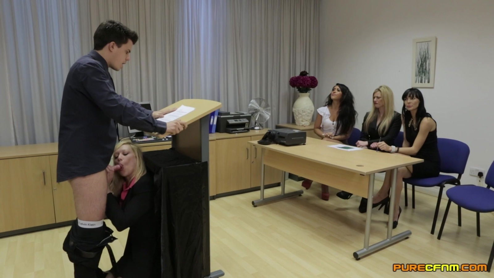 Young gives presentation while Franki Rider sucks