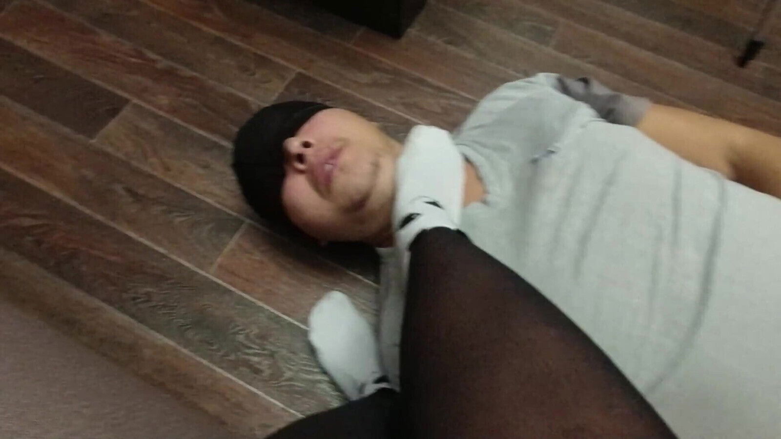 Gagging slave mistress black stockings white socks