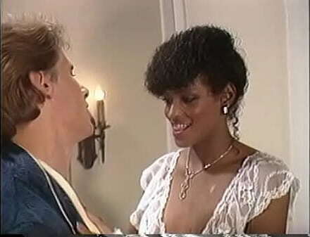 ebony Angel Kelly white lingerie takes couch