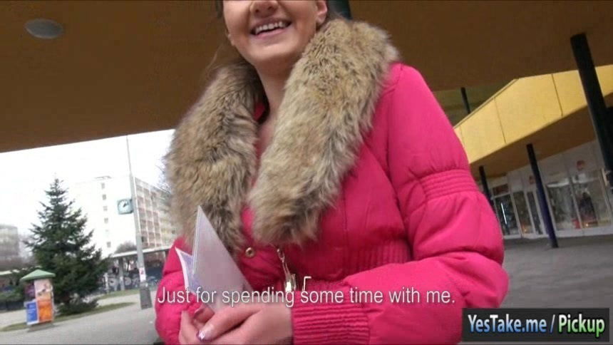 Real amateur Czech girl Lilia Rafael pussy banged in public