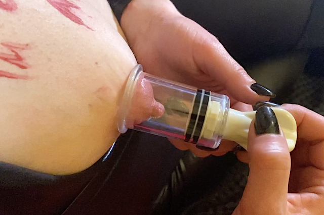 Nipples Suck By Hard Pumping And Spitting