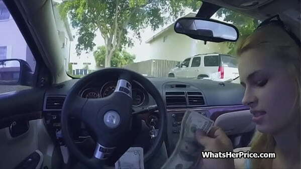 Public utility room quickie with busty blonde