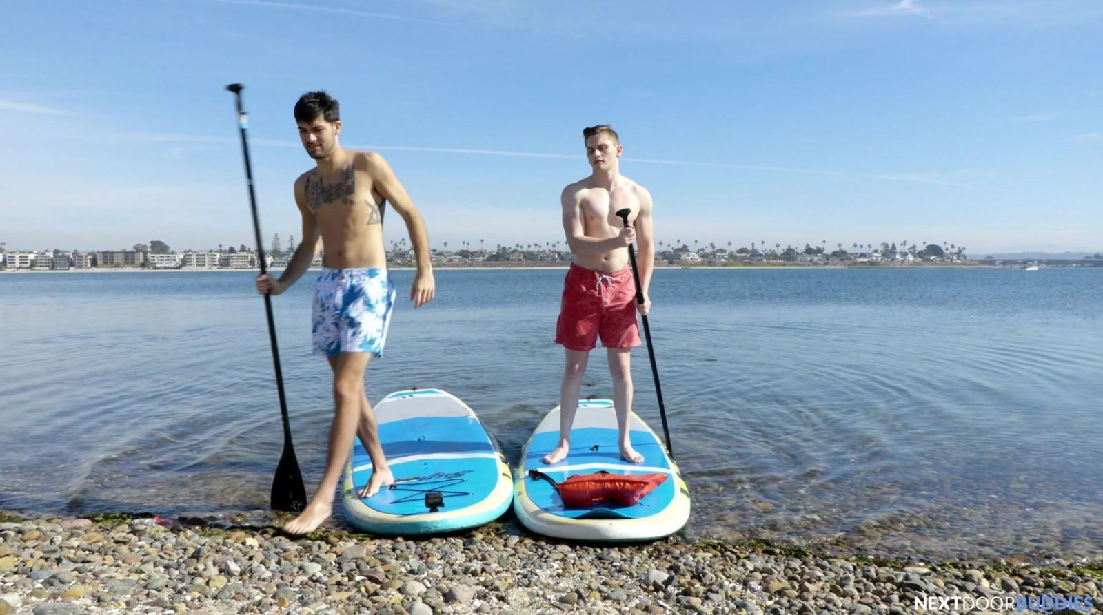 guys Leeroy Jones paddle board before boning