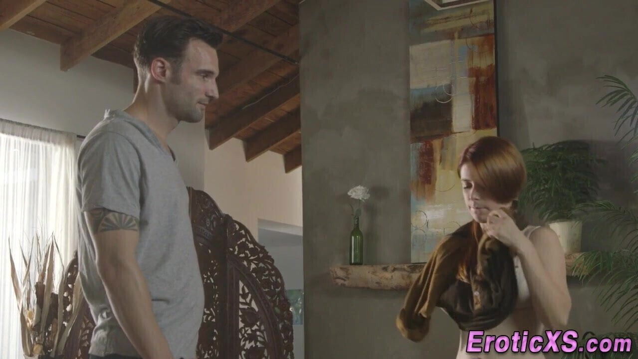 Busty redhead sucking