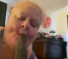 Trailer granny gumjob deepthroat 9 inch BBC facial only gags once on 9 inch cock no teeth