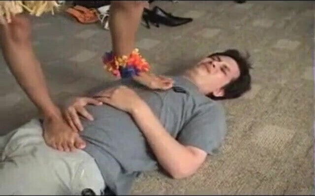 Chest trample feet worship