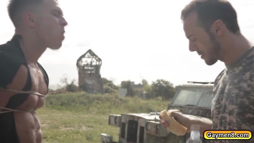 Gay officer let his captured twink taste his bananas and fuck in his asshole