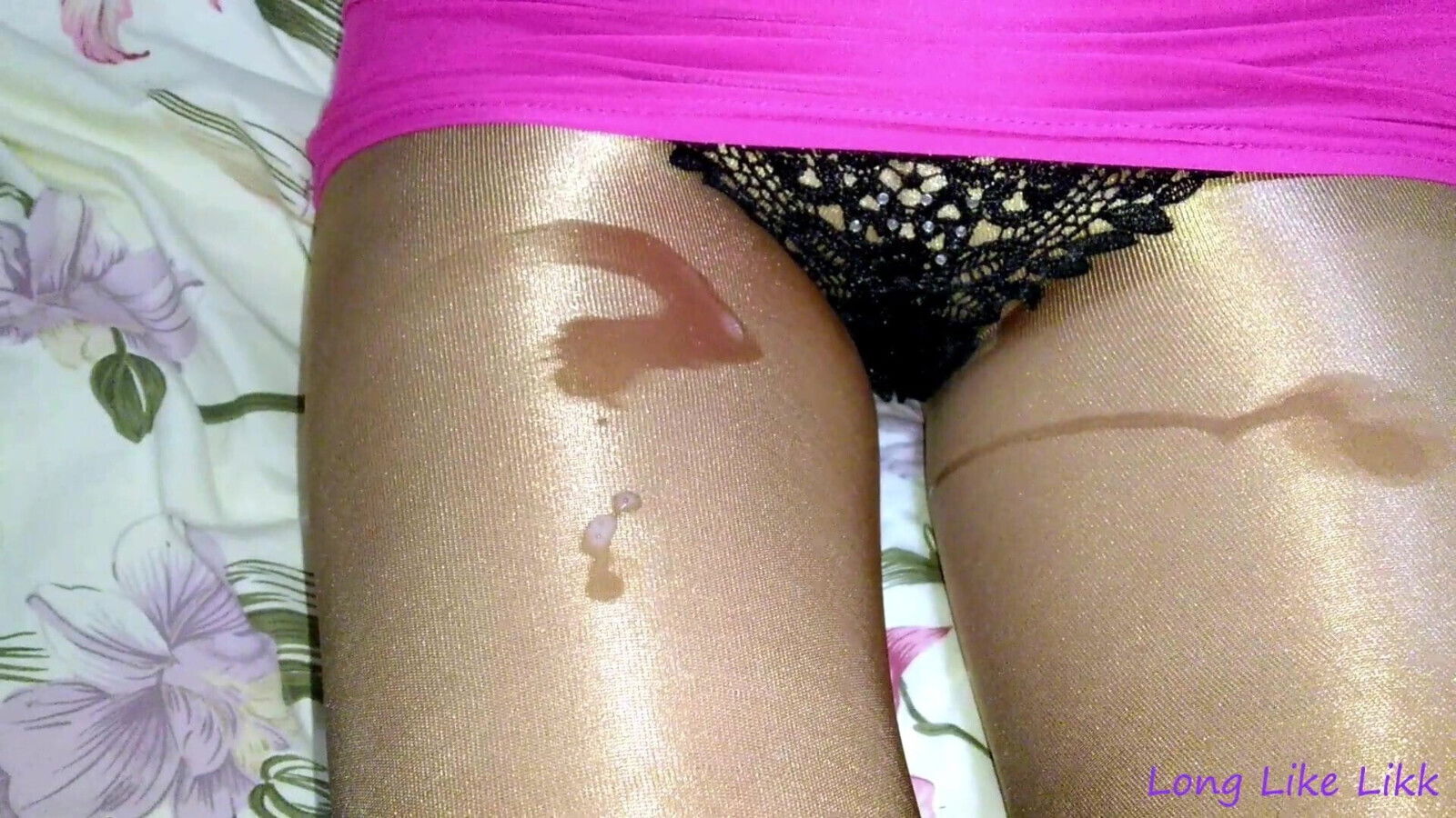 Pink skirt shiny pantyhose