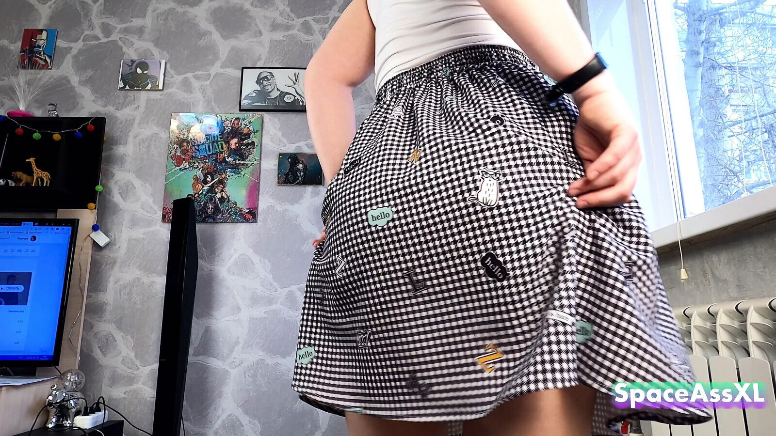 Look skirt rate white panties. SpaceAssXL